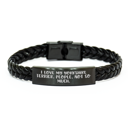 Yorkshire Terrier Dog Lovers Funny Gift Interlaced Leather Bracelet, Gift from Friends to Men, Unique Father's Day Unique Gifts for Yorkshire Terrier Dog Enthusiasts - Image 1