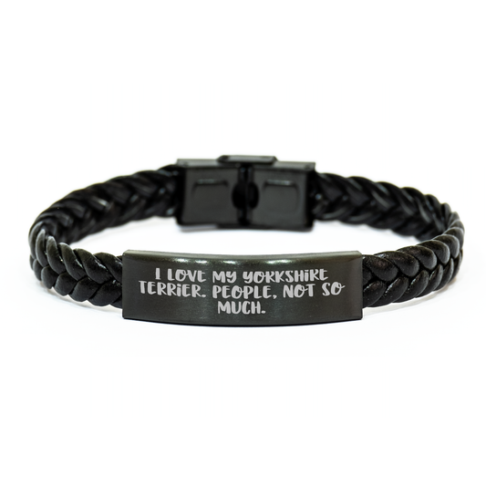 Yorkshire Terrier Dog Lovers Funny Gift Interlaced Leather Bracelet, Gift from Friends to Men, Unique Father's Day Unique Gifts for Yorkshire Terrier Dog Enthusiasts - Image 1