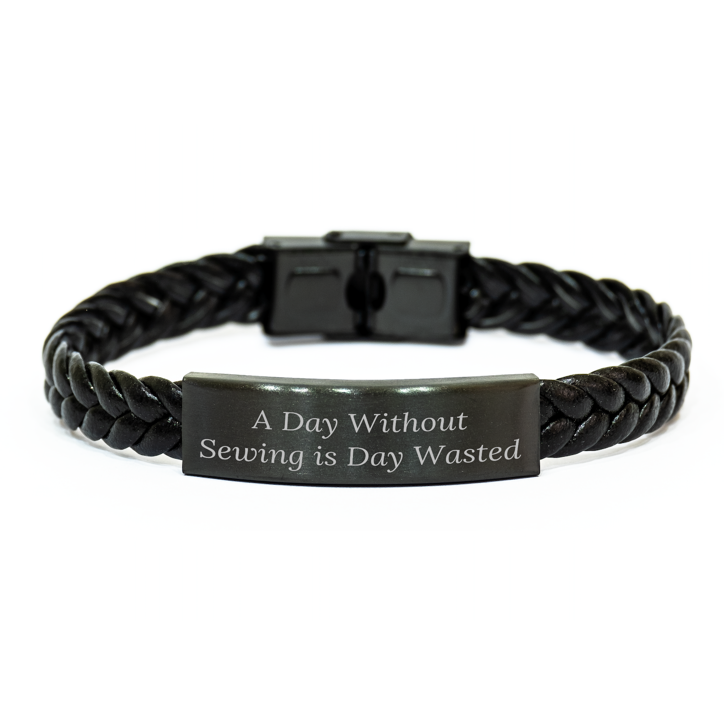 Sewing Enthusiasts Delight, Inspirational Quote Interlaced Leather Bracelet for Men, Father's Day Unique Gifts from Family, Friends, or Coworkers, Unique Sewing Accessory - Image 1