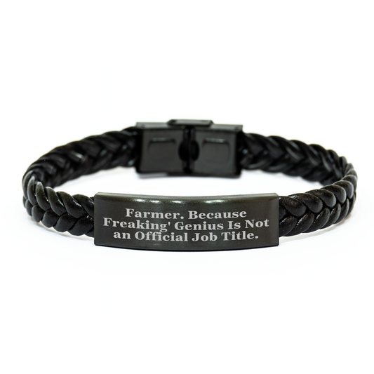 Farmer's genius Interlaced Leather Bracelet Gifts from Friends for Graduation, Funny Quote - Image 1