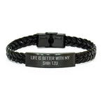 Shih Tzu Dog Lover Gifts - Interlaced Leather Bracelet, Life Is Better With My Shih Tzu, Father's Day Unique Gifts from Family, Gifts for Shih Tzu Dog Owners