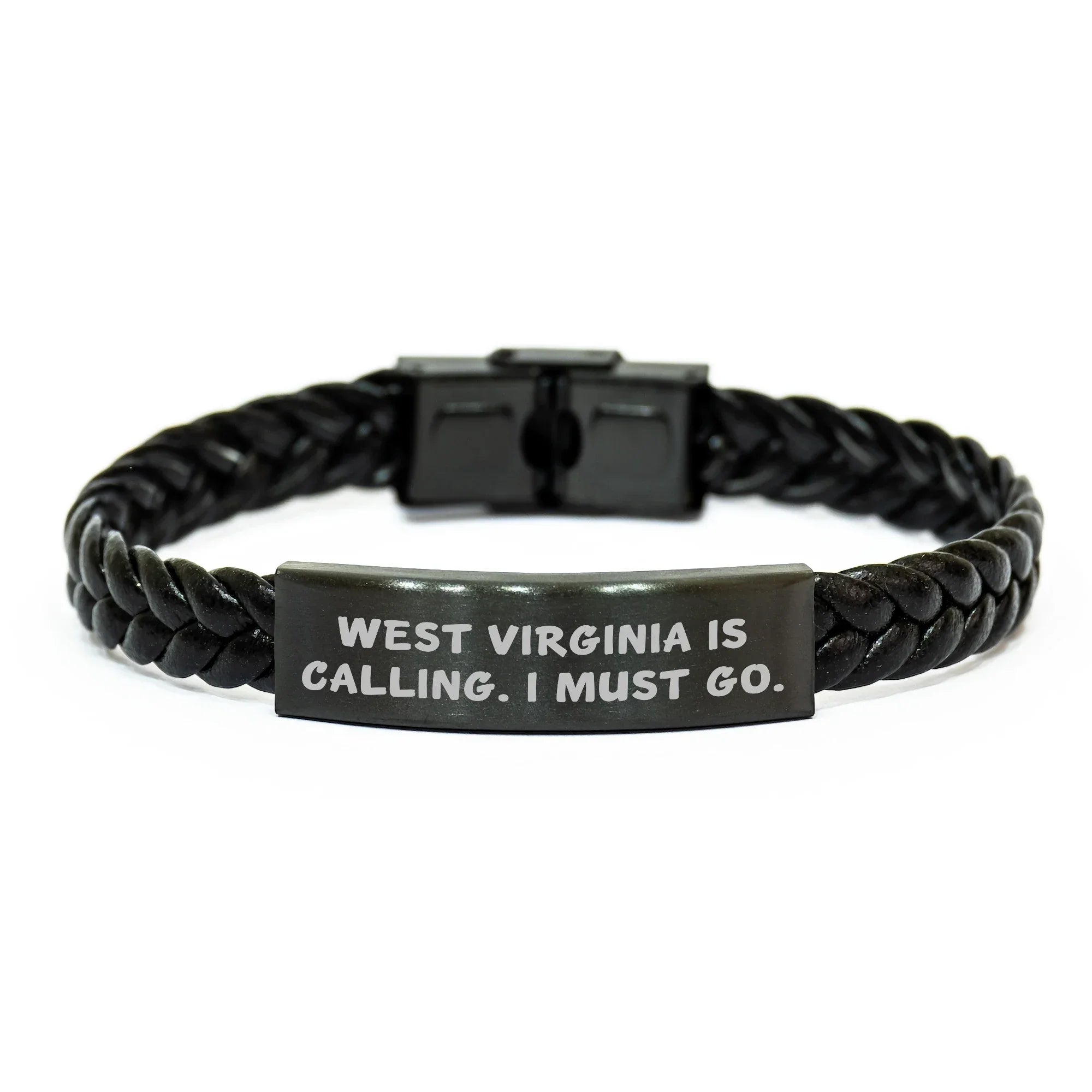 West Virginia Calling Interlaced Leather Bracelet Gift for Her from Men - Inspirational Quote for Mom's Day