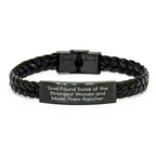 Funny Rancher Gifts for Women - Interlaced Leather Bracelet by God's Strongest Women - Gift from Family for Mother's Day