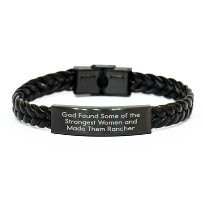 Funny Rancher Gifts for Women - Interlaced Leather Bracelet by God's Strongest Women - Gift from Family for Mother's Day - Image 1