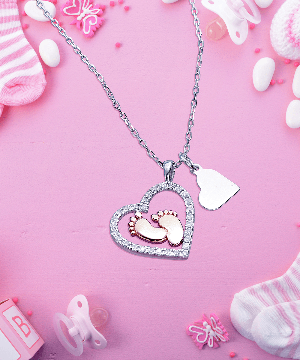 Dear Mommy Keep this Baby Feet Necklace Close to Your Heart Until I Cat Rest In Your Arms - Mallard Moon Gift Shop