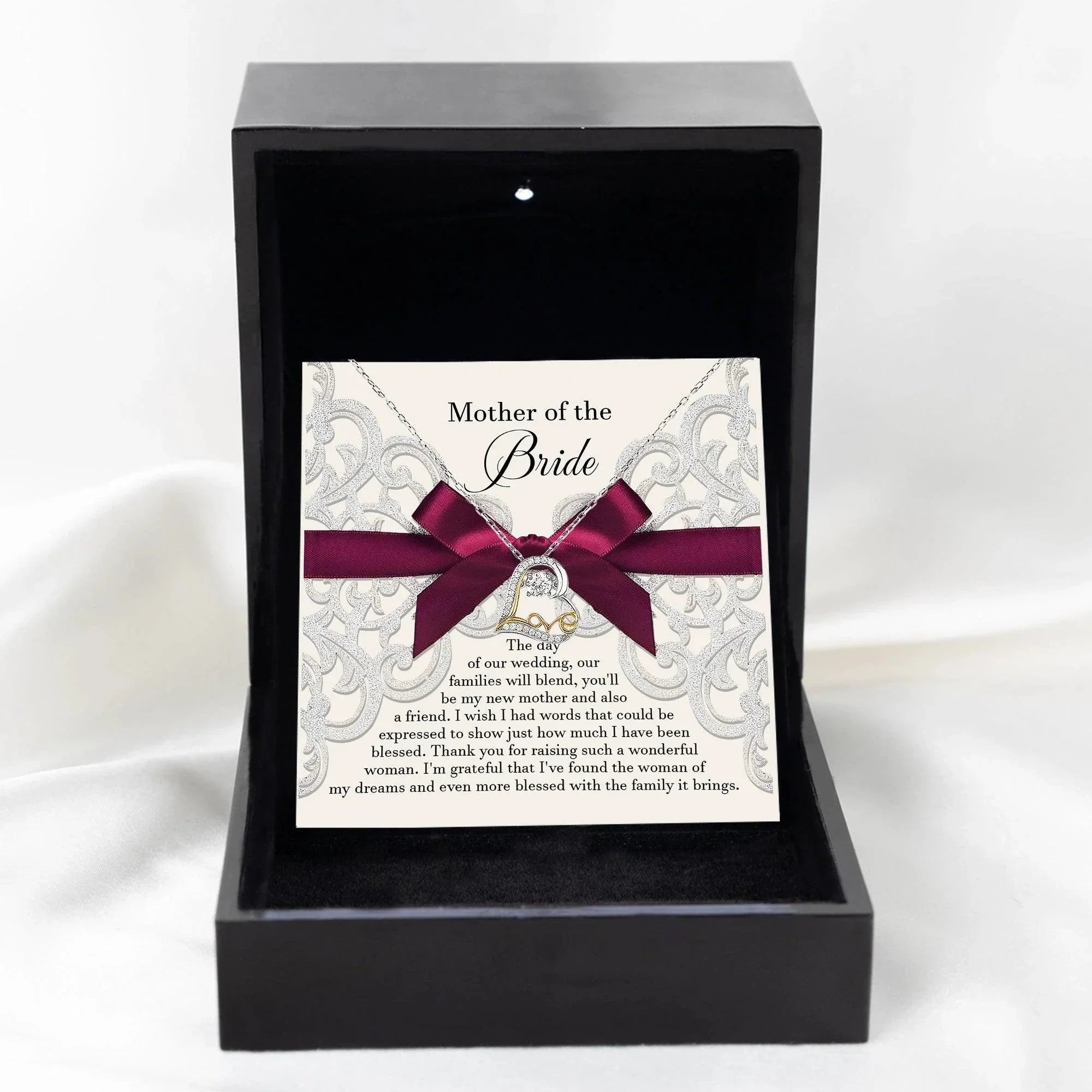 Mother of the Bride Wedding Day Gift Our Families Will Blend Love Dancing Heart Pendant Necklace