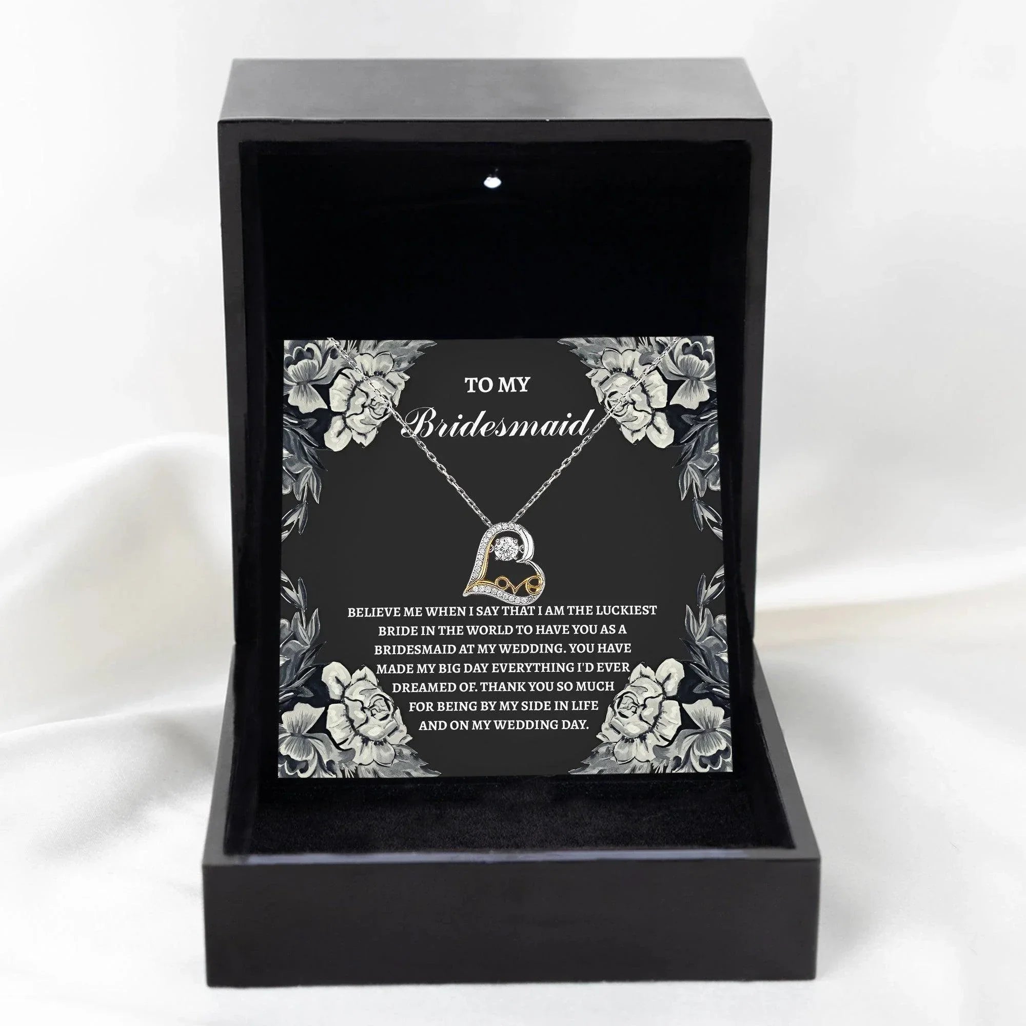 Bridesmaid Wedding Day Gift - The Luckiest Bride - Love Dancing Heart Pendant Necklace