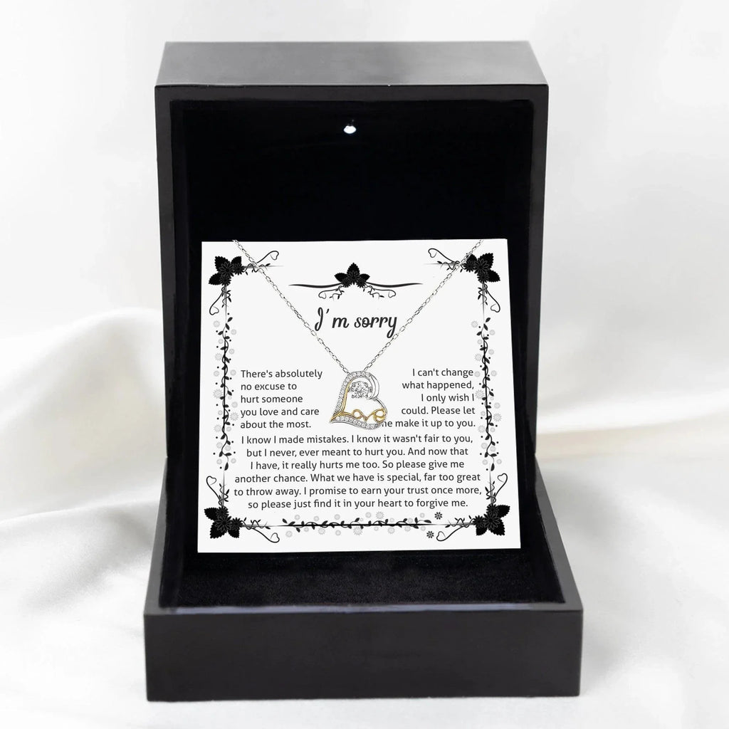 Apology Gift - I'm Sorry, No Excuse, Another Chance - Love Dancing Heart Pendant Necklace