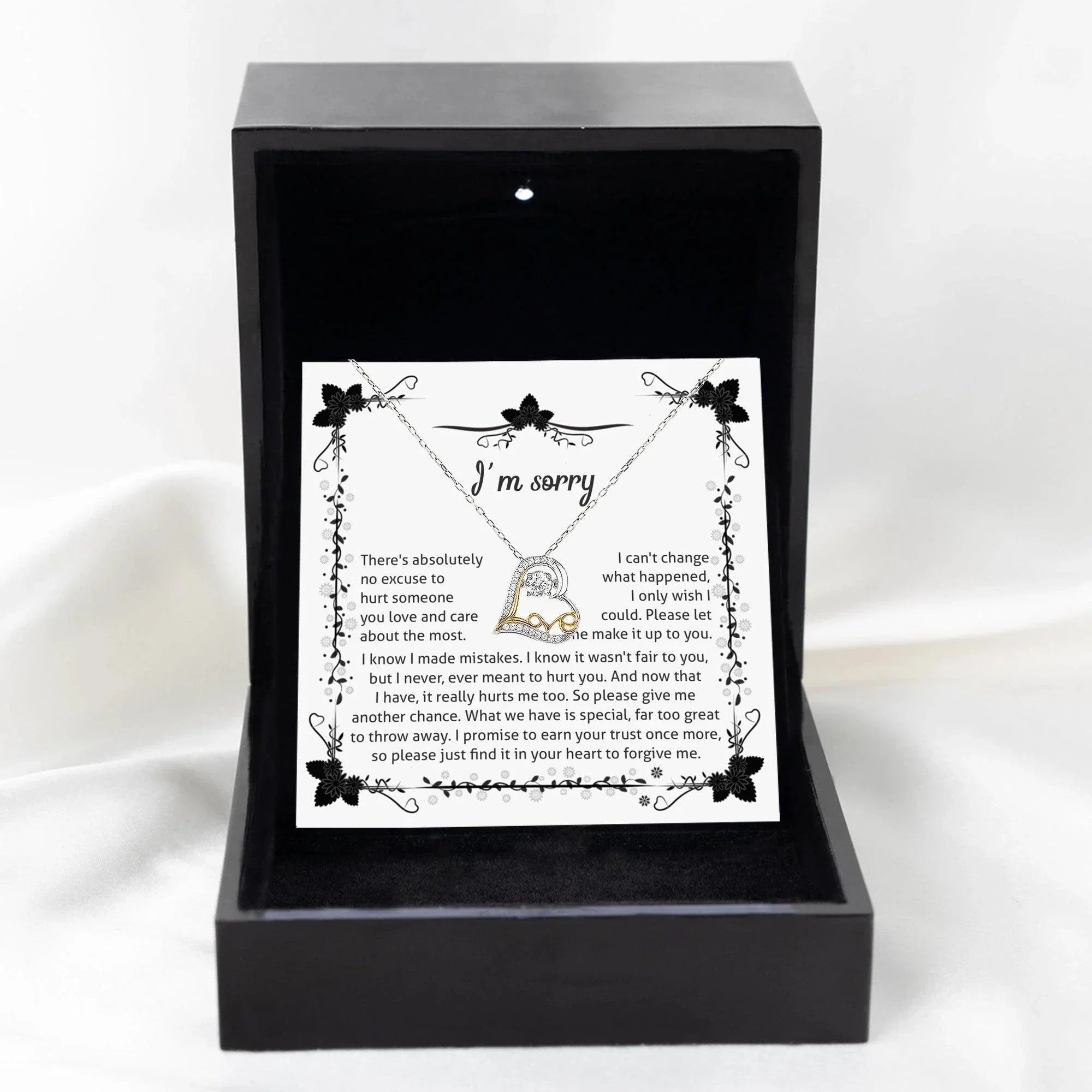 Apology Gift - I'm Sorry, No Excuse, Another Chance - Love Dancing Heart Pendant Necklace
