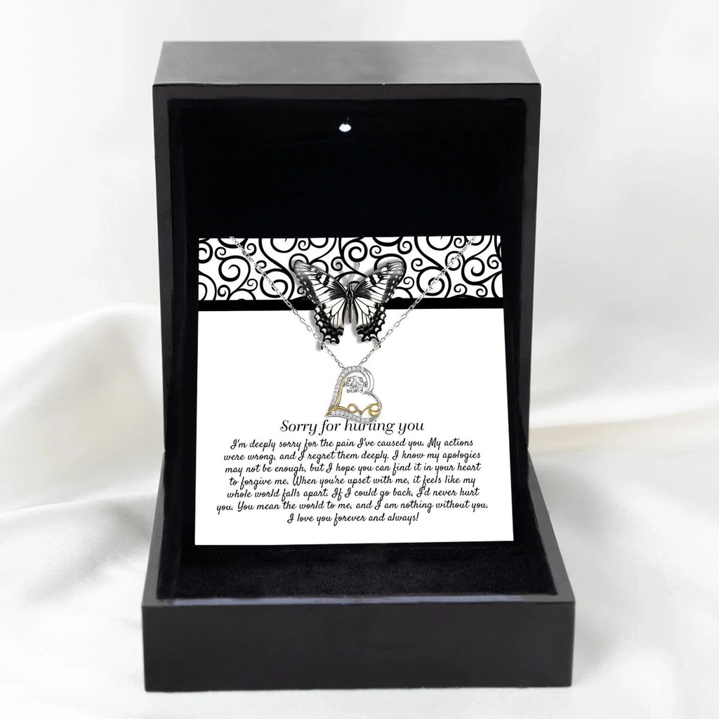 Apology Gift - Sorry for Hurting You - I am Nothing Without You - Love Dancing Heart Pendant Necklace