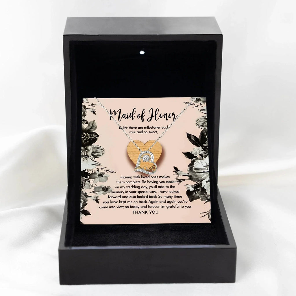 Maid of Honor Wedding Day Gift - My Wedding Day - Love Dancing Heart Pendant Necklace