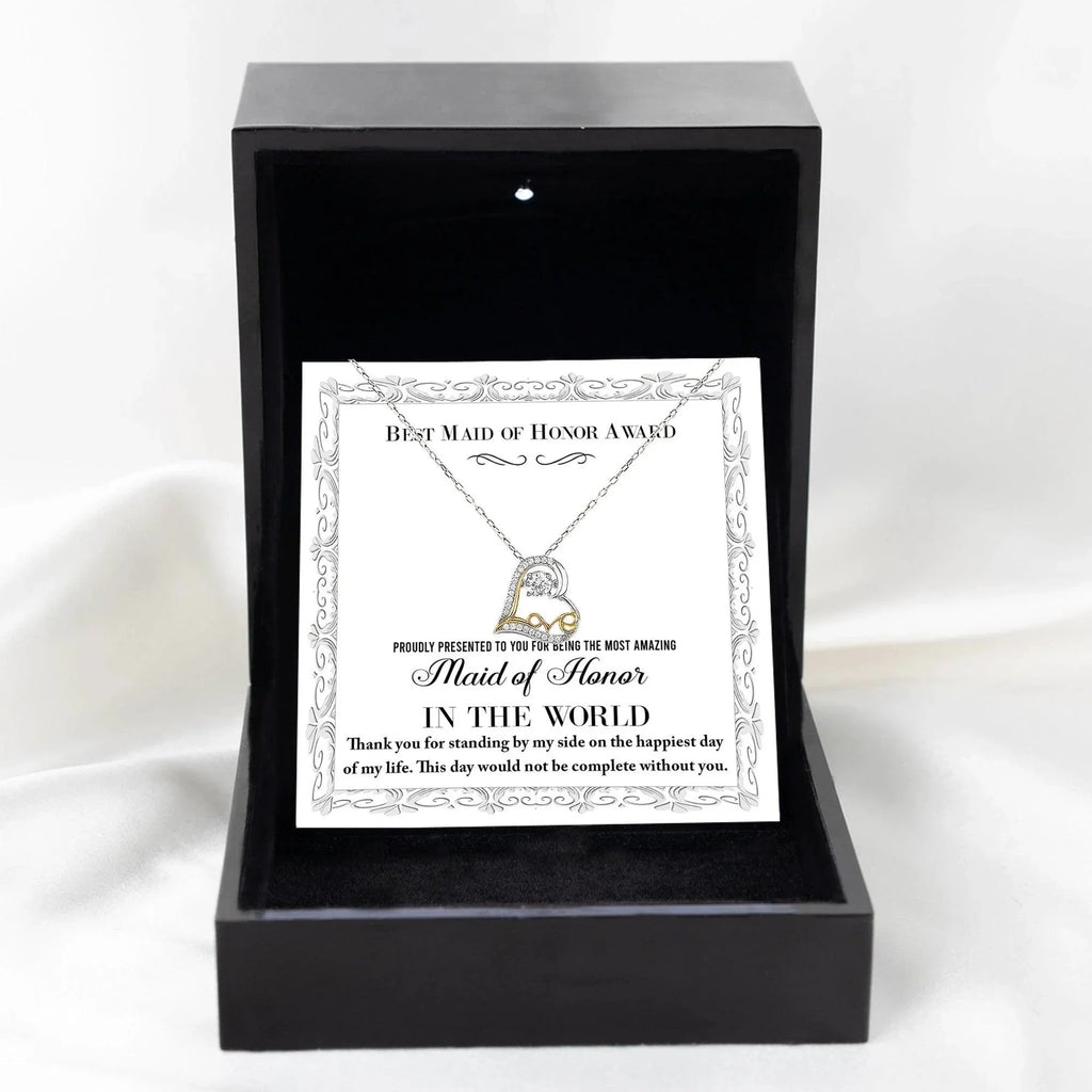 Maid of Honor Wedding Day Gift -Thank You Happiest Day Of My Life - Love Dancing Love Pendant Necklace