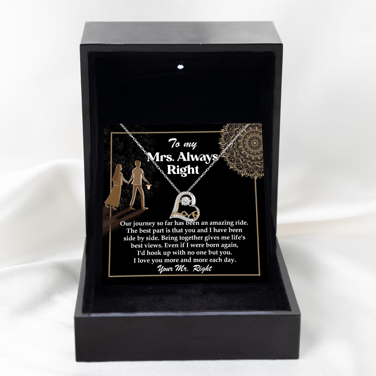 Wife Always Right Romantic Love Dancing Heart Pendant Necklace, Wedding, Anniversary, Birthday Gift from Husband - Mallard Moon Gift Shop