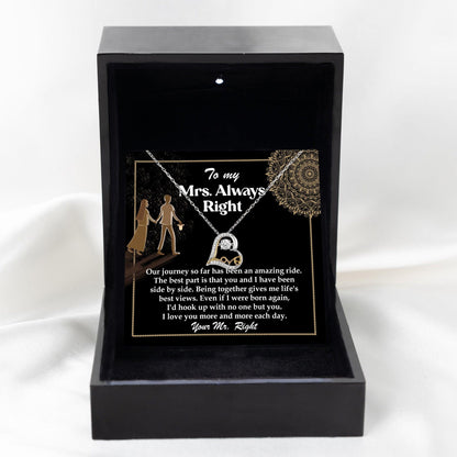 Wife Always Right Romantic Love Dancing Heart Pendant Necklace, Wedding, Anniversary, Birthday Gift from Husband - Mallard Moon Gift Shop