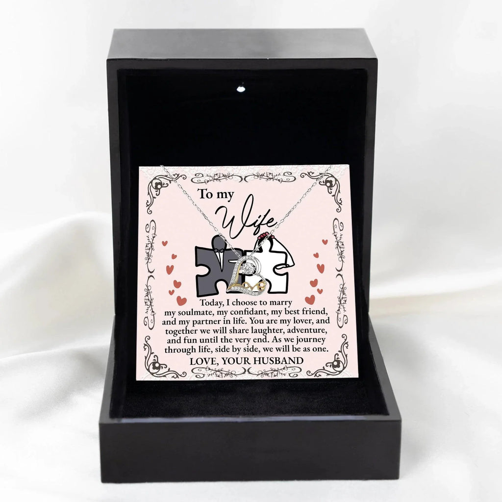 Wife Wedding Day Gift We Will Be As One Love Dancing Heart Pendant Necklace Bride Gift from Groom