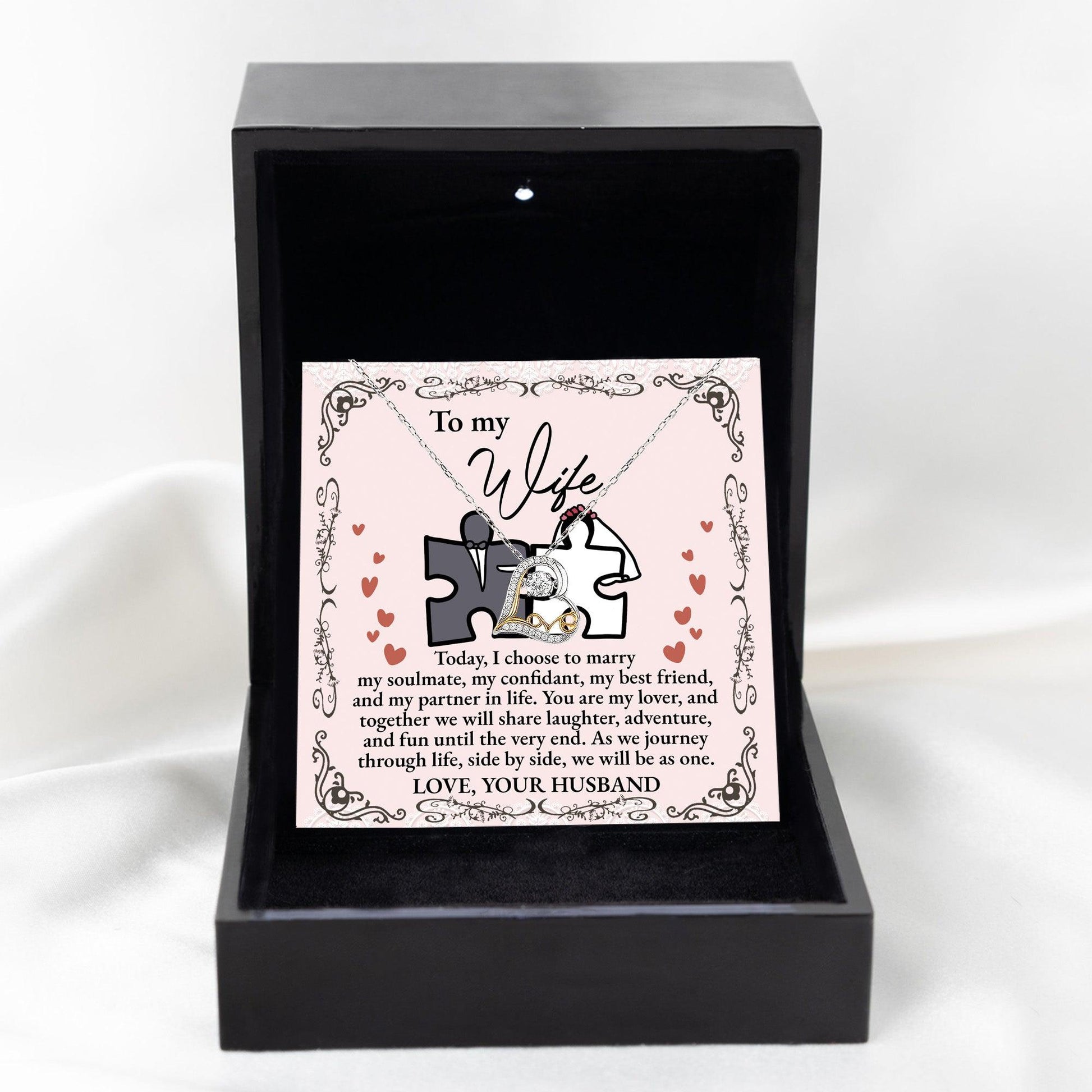 Wife Wedding Day Gift We Will Be As One Love Dancing Heart Pendant Necklace Bride Gift from Groom - Mallard Moon Gift Shop