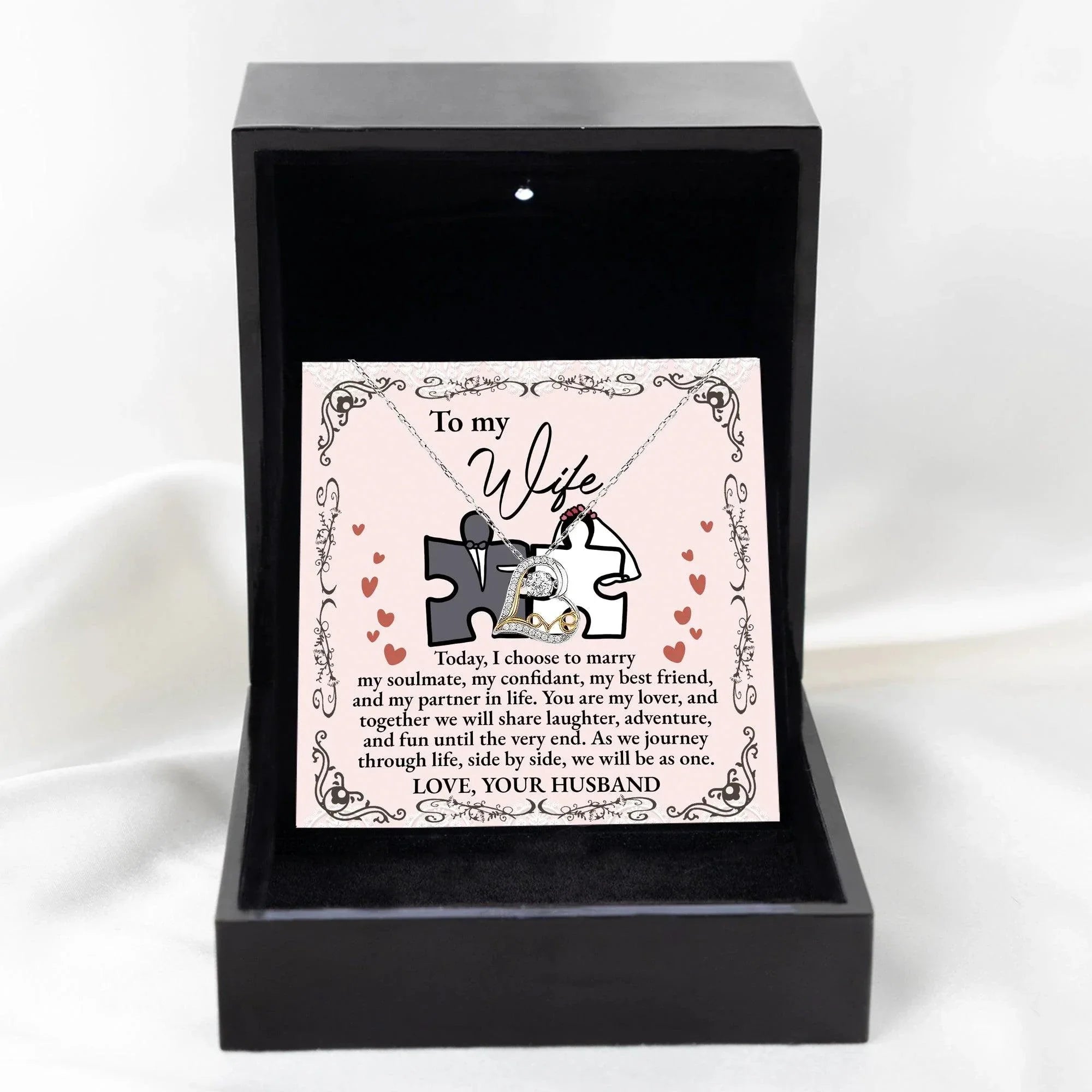 Wife Wedding Day Gift We Will Be As One Love Dancing Heart Pendant Necklace Bride Gift from Groom