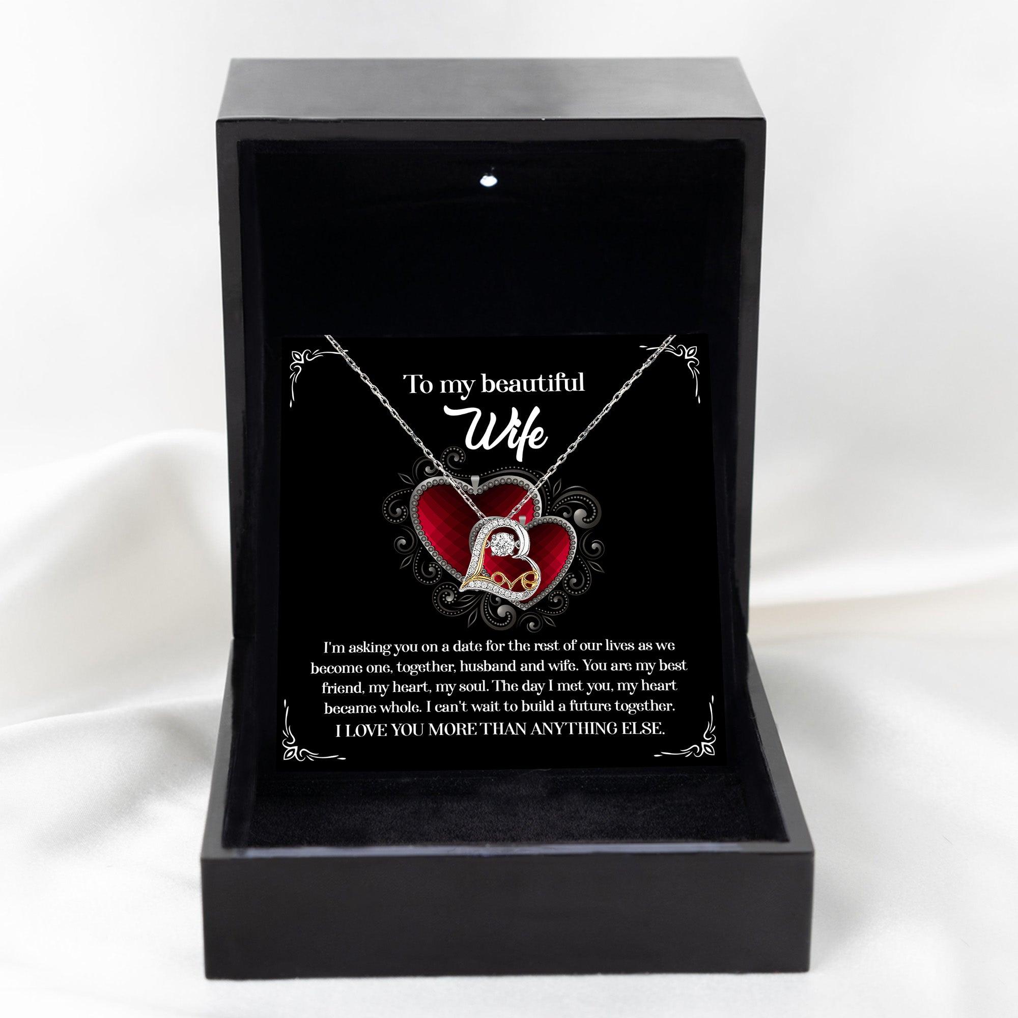 Wife Wedding Day We Become One Together Love Dancing Heart Pendant Necklace Gift for Bride from Groom - Mallard Moon Gift Shop