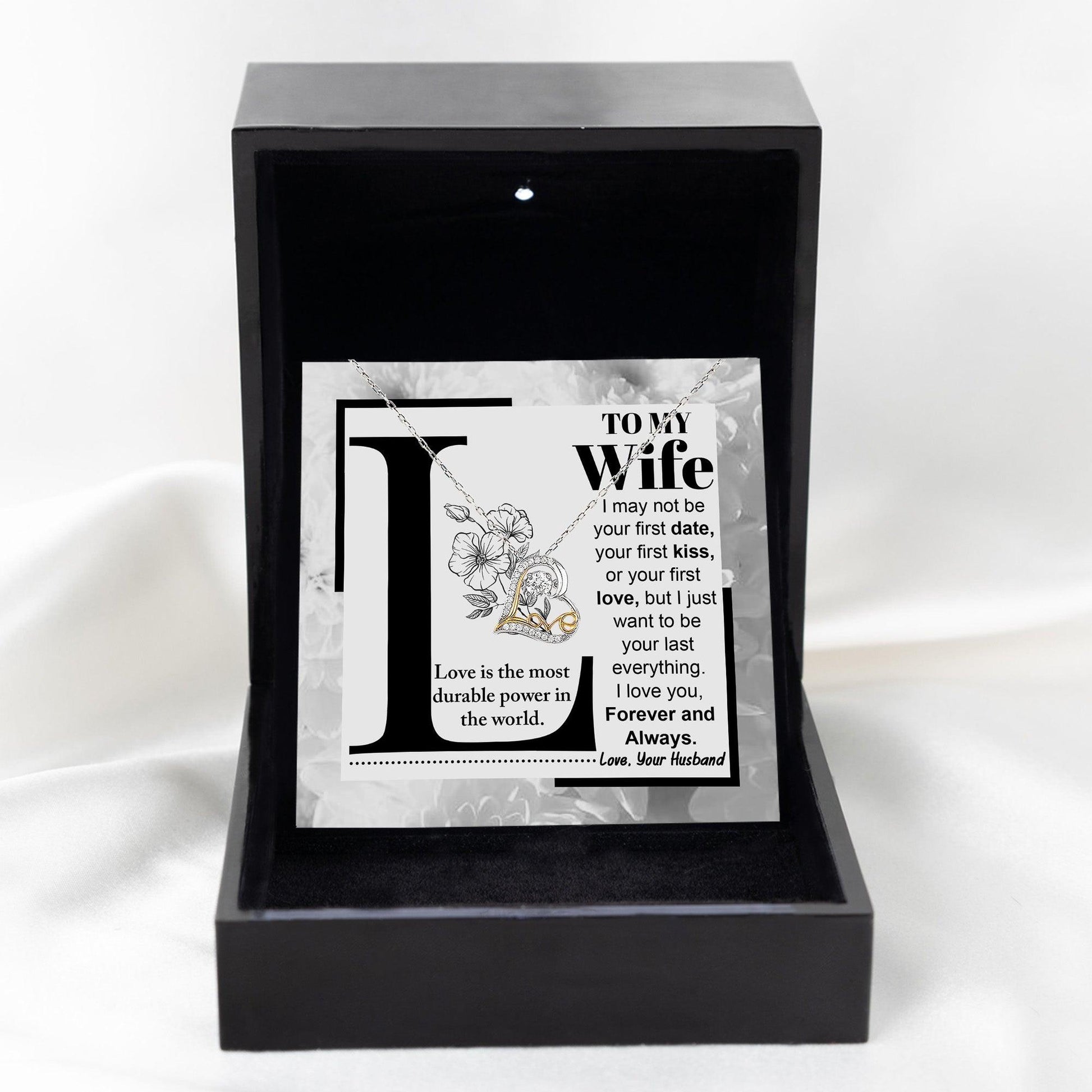 Wife Wedding Anniversary Birthday Romantic Gift from Husband First Kiss, Last Everything, Love Heart Pendant Necklace - Mallard Moon Gift Shop