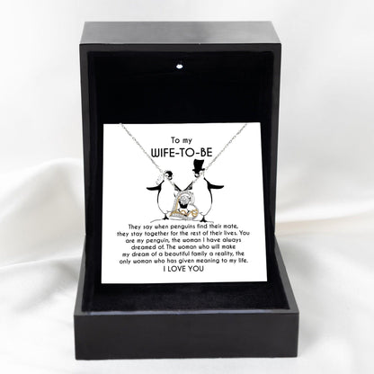 To My Wife-to-be You Are My Penguin Love Dancing Heart Pendant Necklace - Mallard Moon Gift Shop