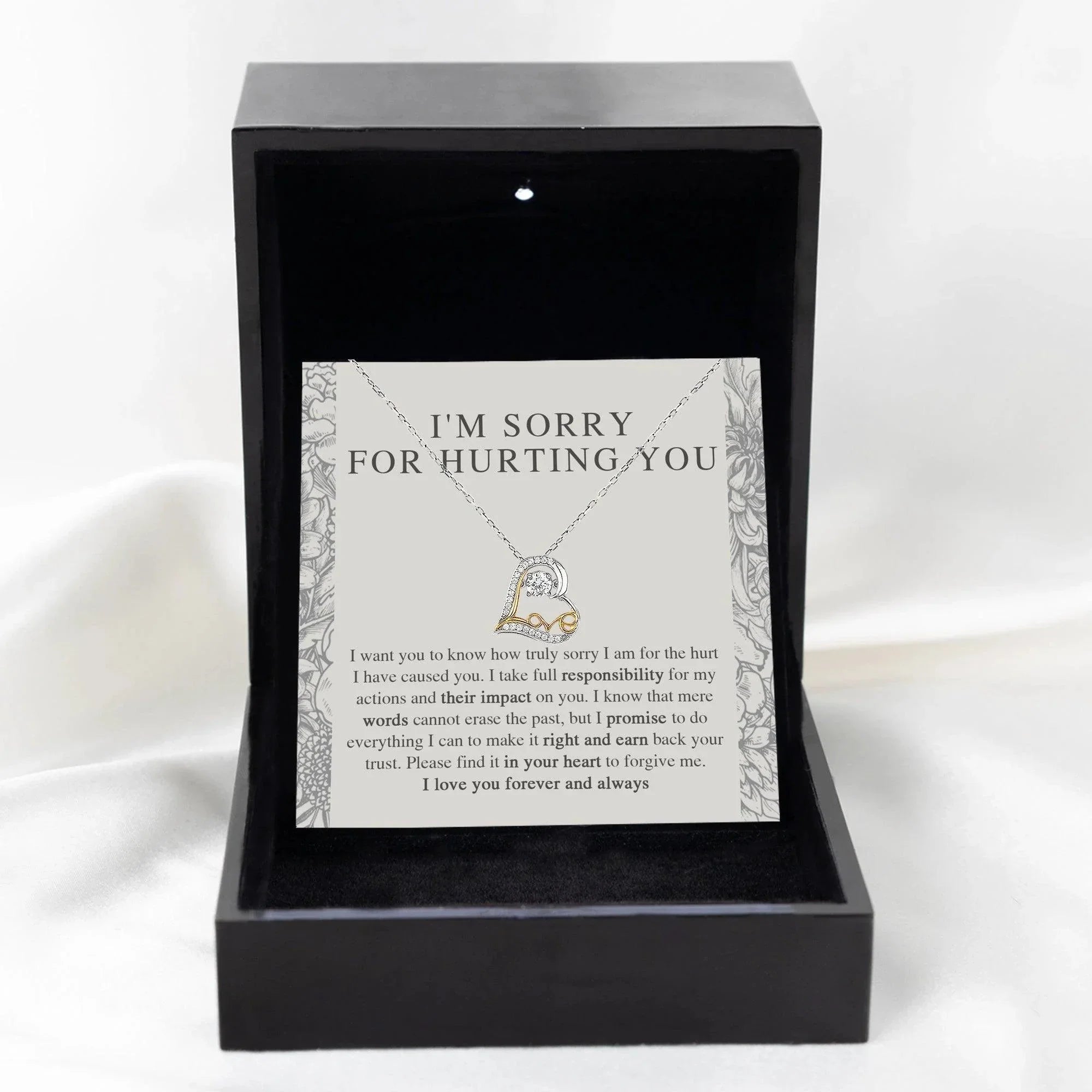 Apology Gift - I'm Sorry, I Promise to Do Everything - Love Dancing Heart Pendant Necklace