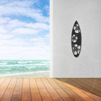 Surfboard Metal Wall Art – Coastal Beach Decor – Tropical Hibiscus Surfboard Wall Hanging – Outdoor Metal Wall Art