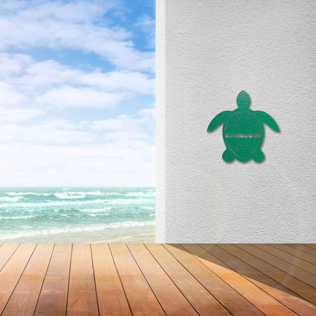 Sea Turtle Custom Name Metal Art Wall Sign