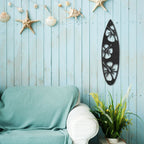 Surfboard Metal Wall Art – Coastal Beach Decor – Tropical Hibiscus Surfboard Wall Hanging – Outdoor Metal Wall Art