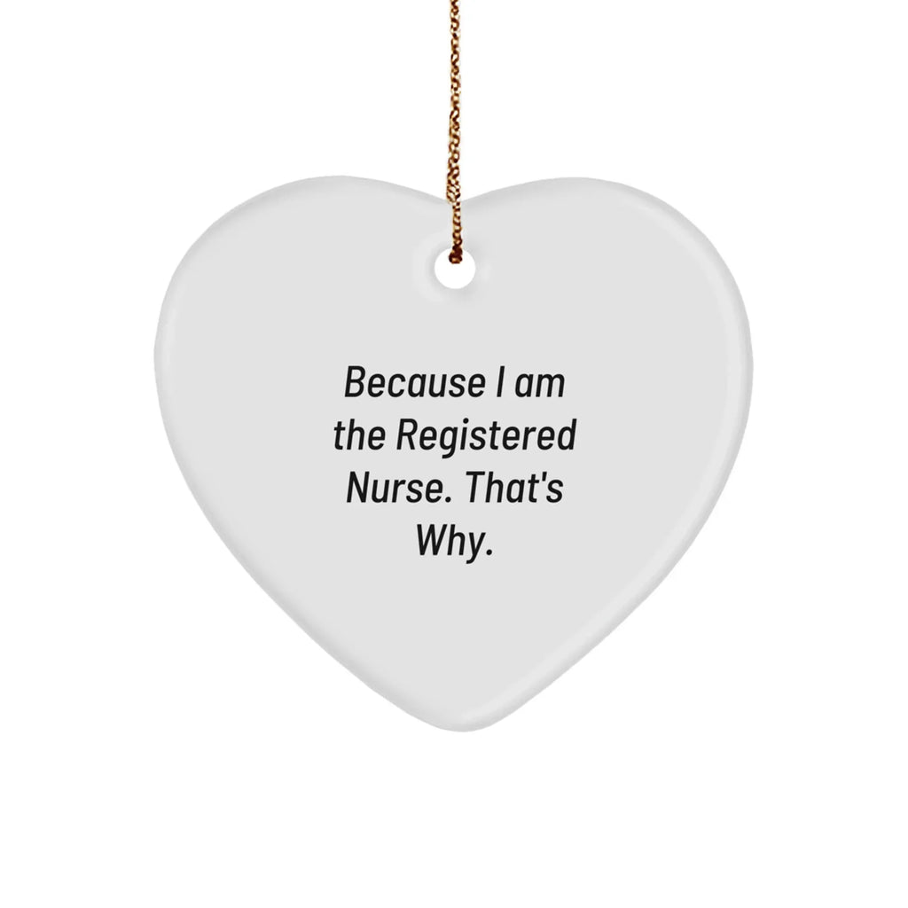 Because I Am The Registered Nurse that's Why! Funny Registered Nurse Gifts for Christmas Heart Ornament from Men to Women Friends Coworkers Family