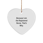 Because I Am The Registered Nurse that's Why! Funny Registered Nurse Gifts for Christmas Heart Ornament from Men to Women Friends Coworkers Family