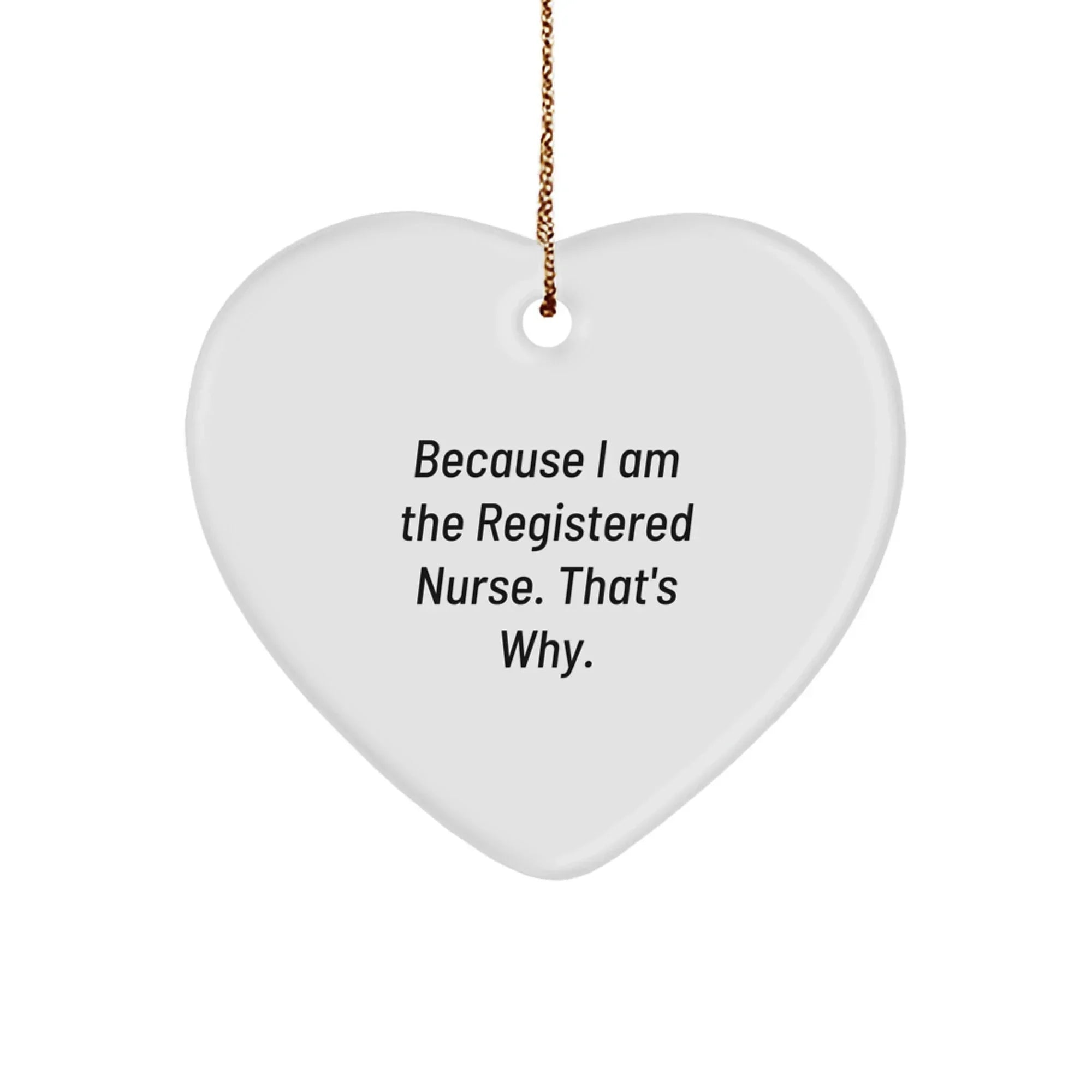 Because I Am The Registered Nurse that's Why! Funny Registered Nurse Gifts for Christmas Heart Ornament from Men to Women Friends Coworkers Family
