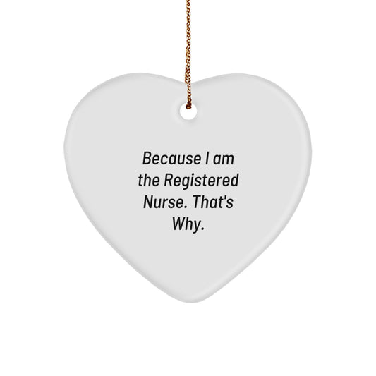 Because I Am The Registered Nurse that's Why! Funny Registered Nurse Gifts for Christmas Heart Ornament from Men to Women Friends Coworkers Family