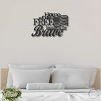 Home of the Free Because of the Brave Metal Wall Art – Patriotic American Flag Sign – Handmade Steel Indoor/Outdoor Décor (5 Sizes, 5 Colors)