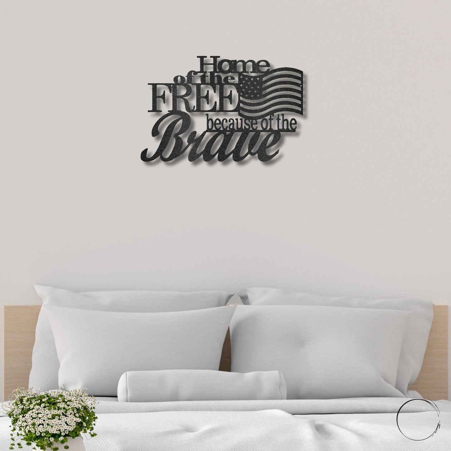 Home of the Free Because of the Brave Patriotic Metal Art Wall Sign - Mallard Moon Gift Shop