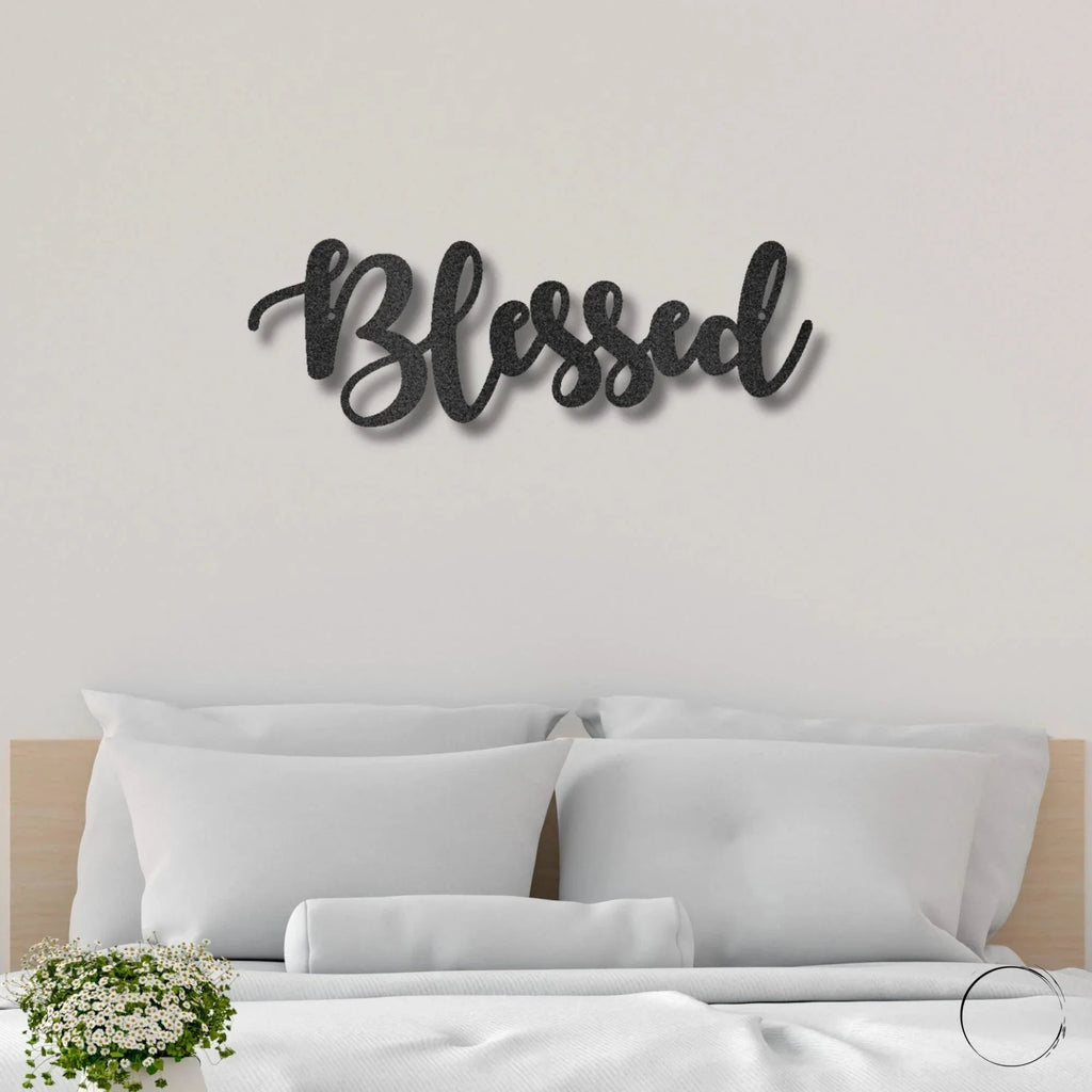 Blessed Word Script Indoor Outdoor Steel Walll Sign