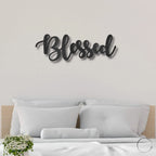 Blessed Word Script Indoor Outdoor Steel Walll Sign