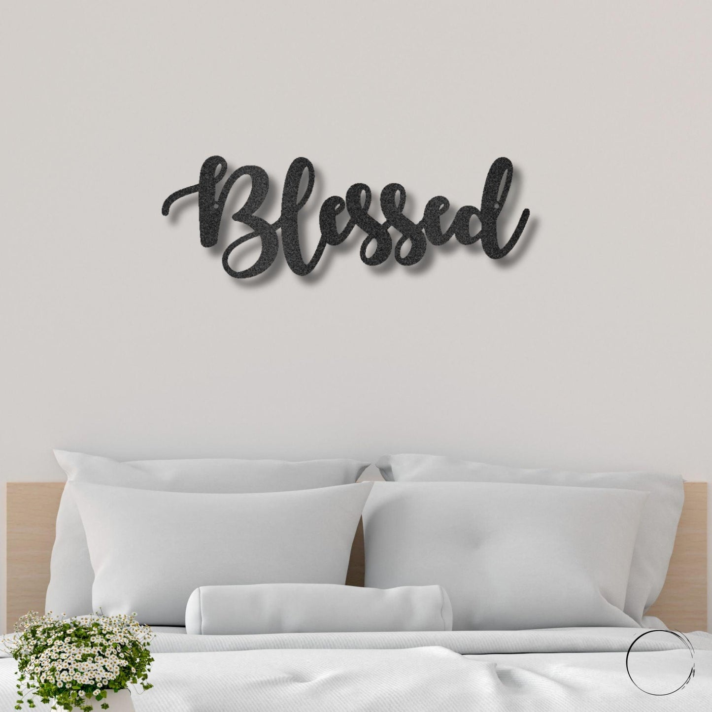 Blessed Word Script Indoor Outdoor Steel Walll Sign - Mallard Moon Gift Shop