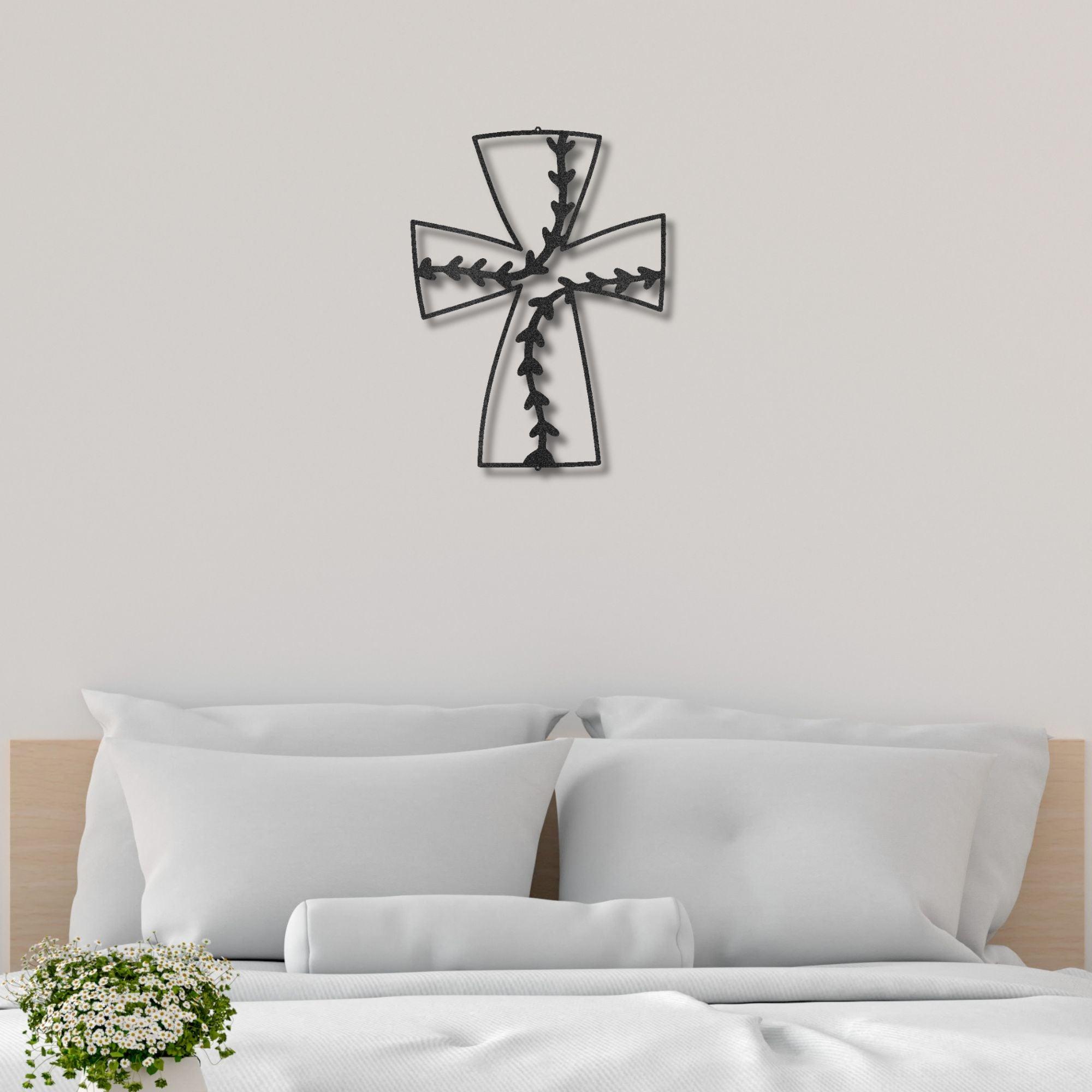 Faith In Baseball Cross Metal Art Wall Sign - Mallard Moon Gift Shop