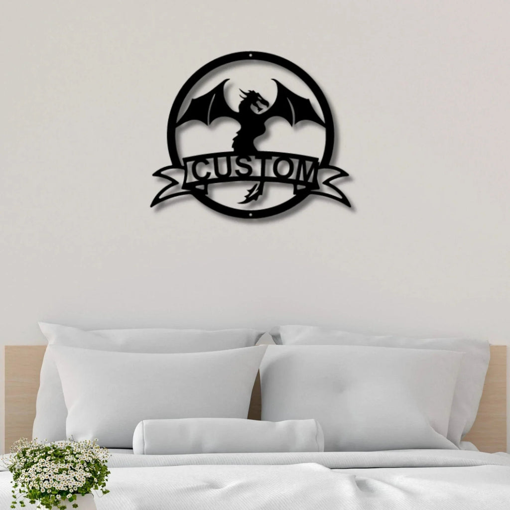 Dragon Banner Personalized Name Metal Art Wall Sign