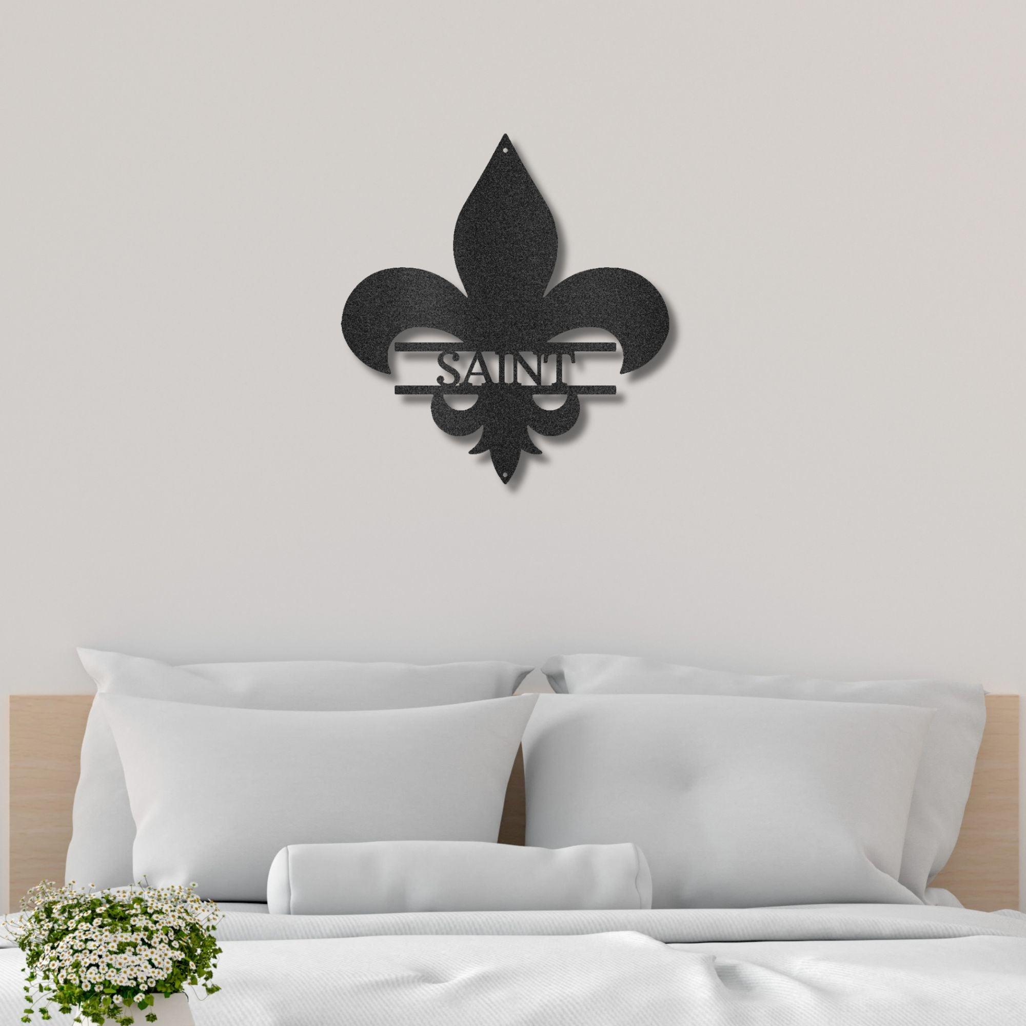 Classic Fleur De Lis Personalized Indoor Outdoor Steel Wall Sign - Mallard Moon Gift Shop