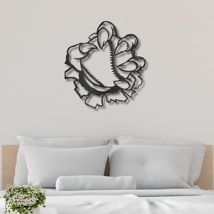 Baseball Monster Claw Metal Art Wall Sign - Mallard Moon Gift Shop