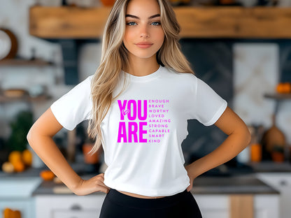 Inspirational Quote T-Shirt for Daughters,Women – You Are Enough, Brave & Loved – Motivational Unisex Tee - Mallard Moon Gift Shop