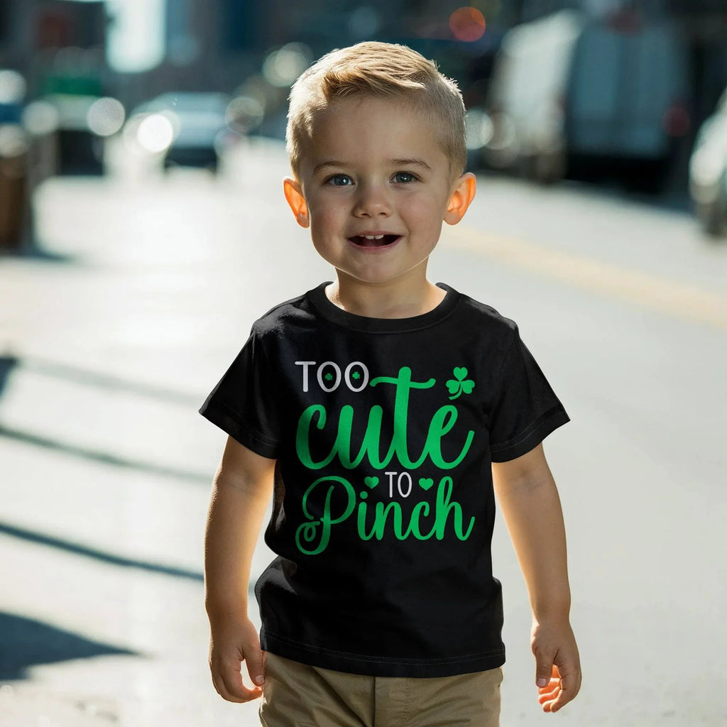 Too Cute to Pinch Toddler T-Shirt – St. Patrick's Day Outfit for Boys & Girls – Funny Irish Holiday Shirt – Soft Cotton Tee