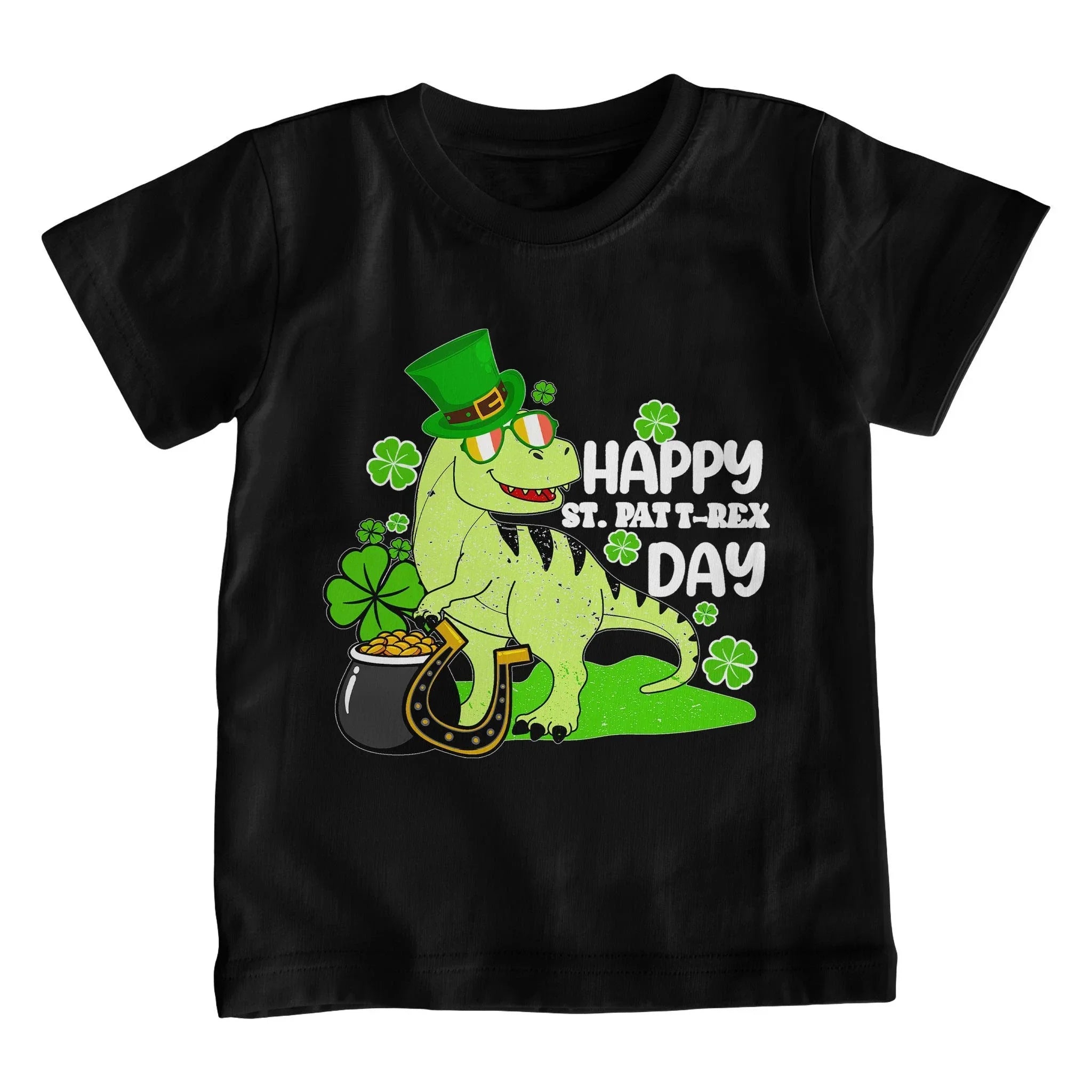 Kids St. Patrick's Day T-Shirt – Cute T-Rex Leprechaun Design – Boys & Girls Irish Holiday Shirt – Soft Cotton Crew Neck Tee