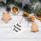 Best Farmer Ever Gifts from Friends, Circle Ornament, Christmas Unique Gifts for Men, Women, Family, or Coworkers