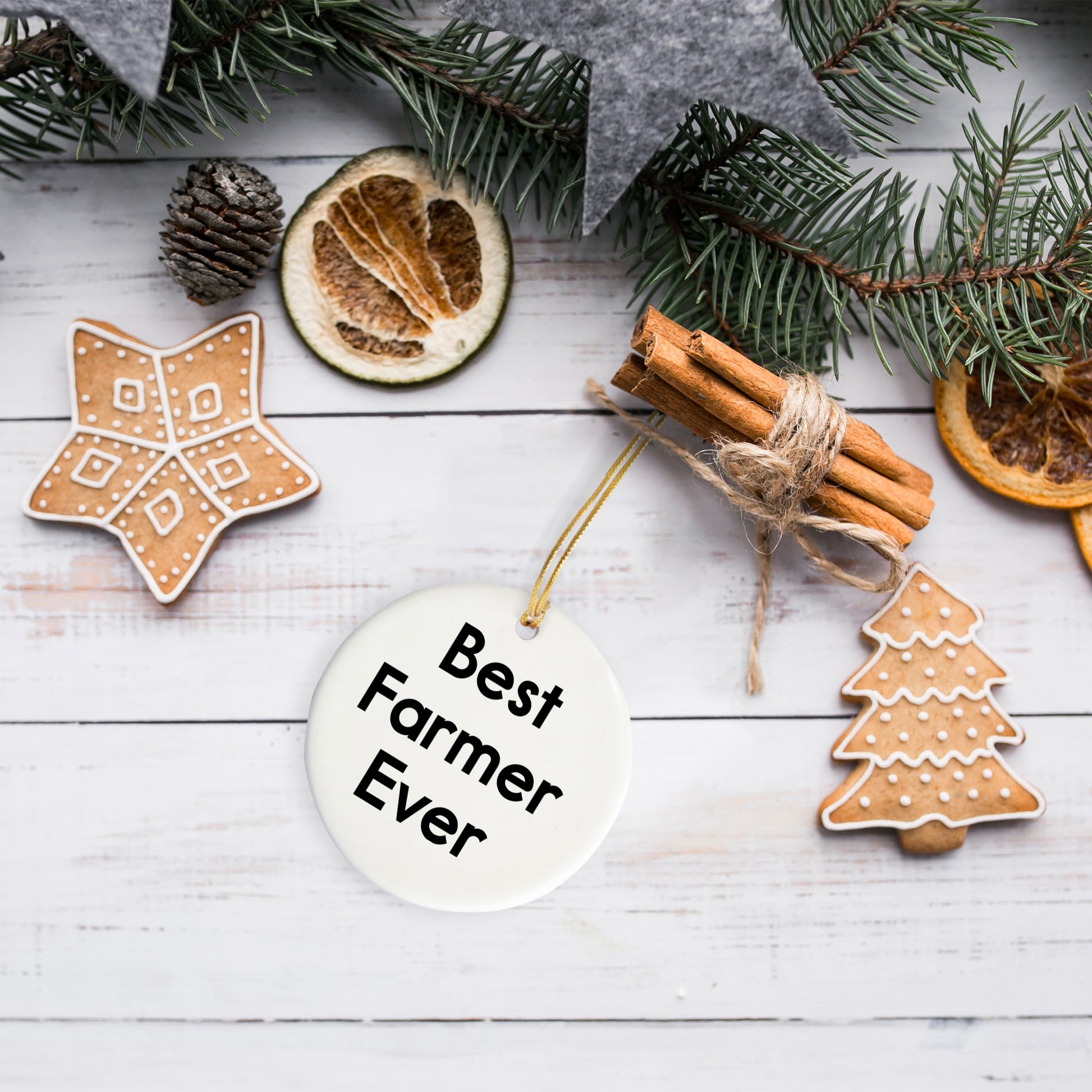 Best Farmer Ever Gifts from Friends, Circle Ornament, Christmas Unique Gifts for Men, Women, Family, or Coworkers