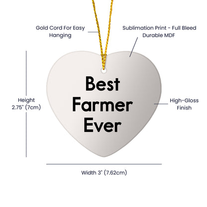 Best Farmer Ever Heart Ornament Gifts from Friends for Christmas Unique Farmer