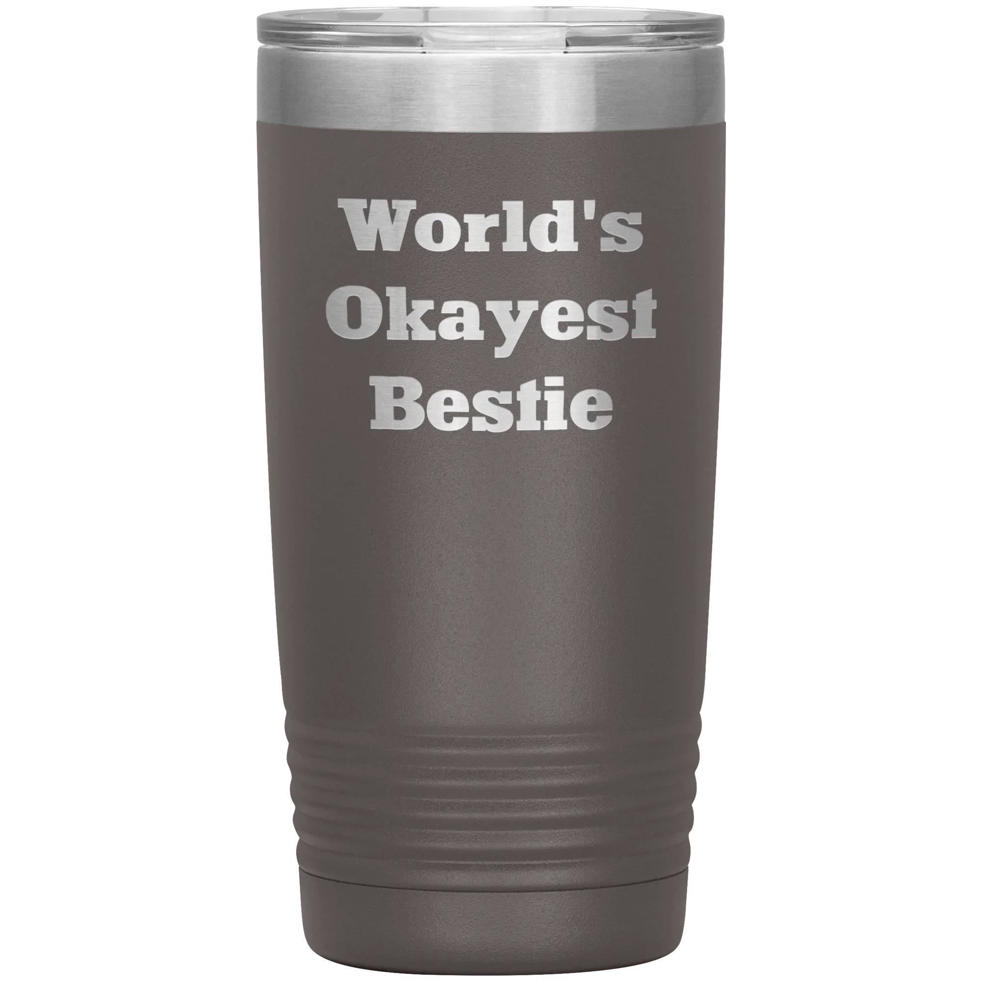 Best Friend Gift - World's Okayest Bestie - Funny Laser Engraved Insulated Stainless Steel Tumbler with Lid – Double Wall Travel Mug – Hilarious Gift for Birthday, Christmas, or Just Because