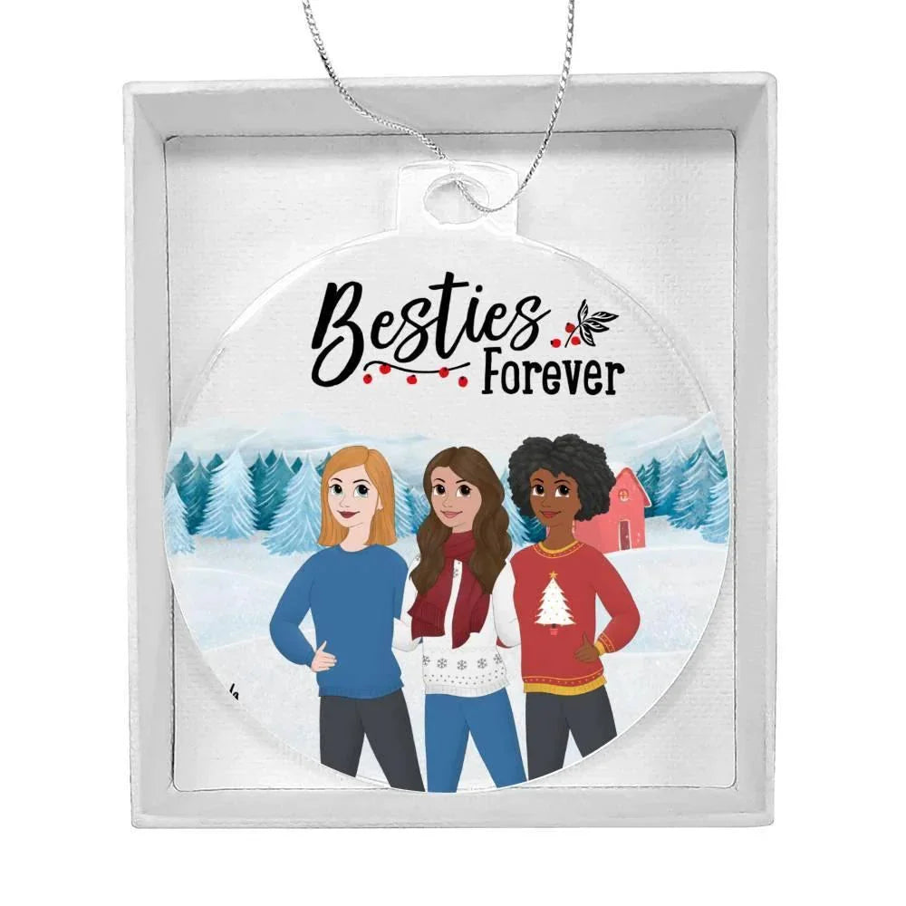 Besties Are Forever Personalized Winter Acrylic Keepsake Ornament