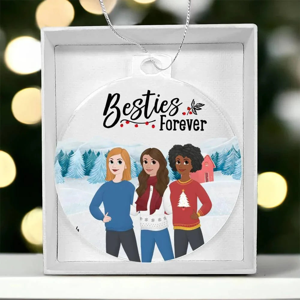 Besties Are Forever Personalized Winter Acrylic Keepsake Ornament